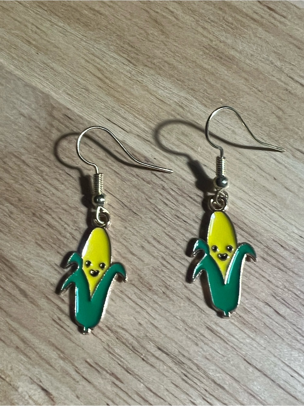 Cute Yellow & Green Corn Character Drop Earrings for Kids E121